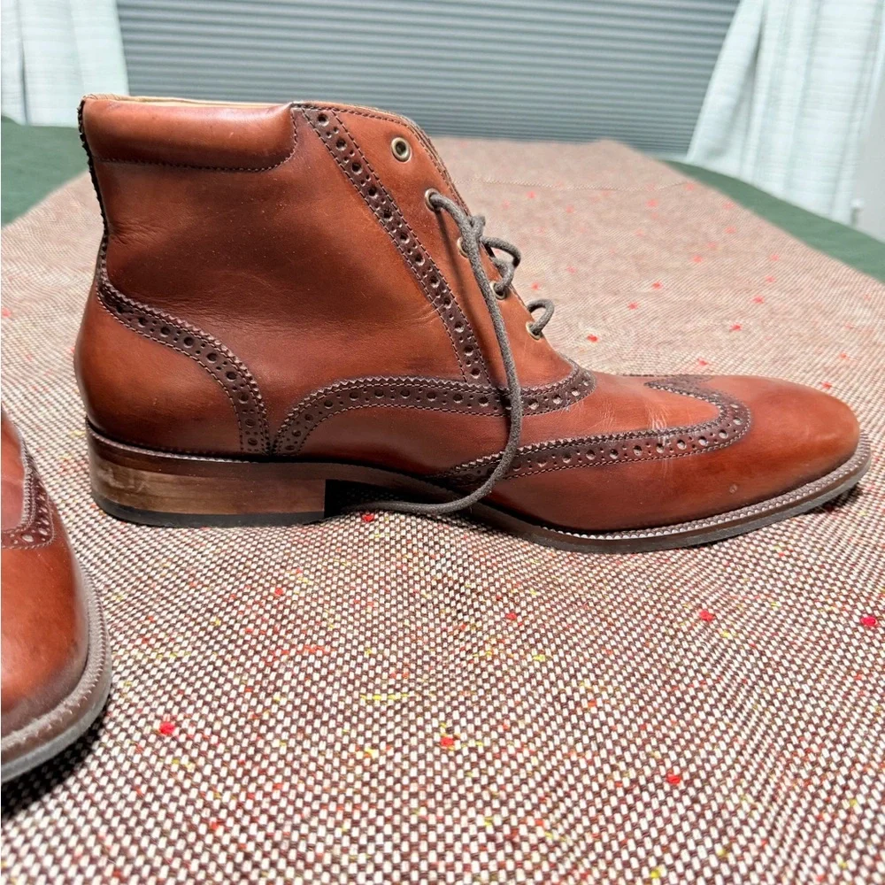 Cole Haan Brown Leather Wingtip Boots - Picture 3 of 5